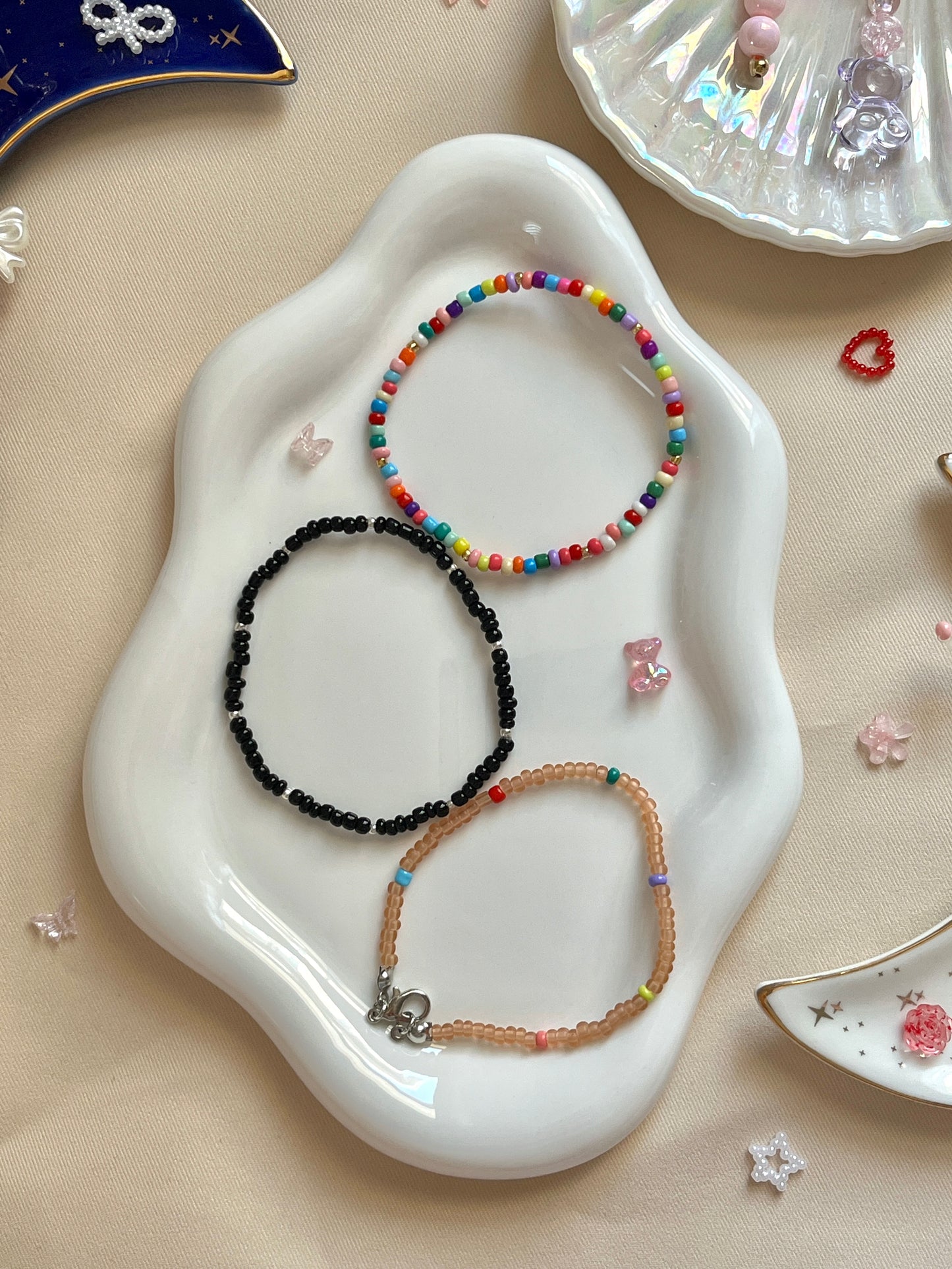 ♥Basic simple colored beads bracelets♥