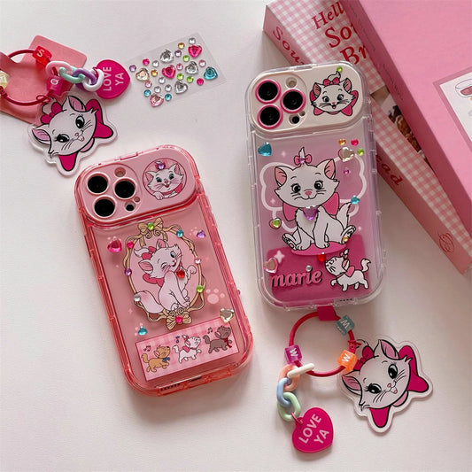 ❥ Disney Marie Cat Key Chain Ornament with makeup mirror holder Phone Case